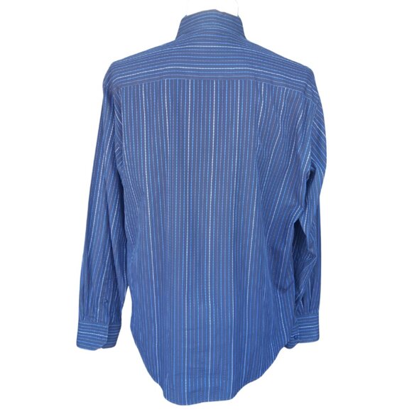 Bugathchi UOMO SZ M 100% Cotton Men's Blue Striped Button Up Shirt - Picture 4 of 12